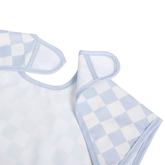 Ali+Oli Smock Bib for Baby & Toddler Short Sleeve (Blue Checkers)