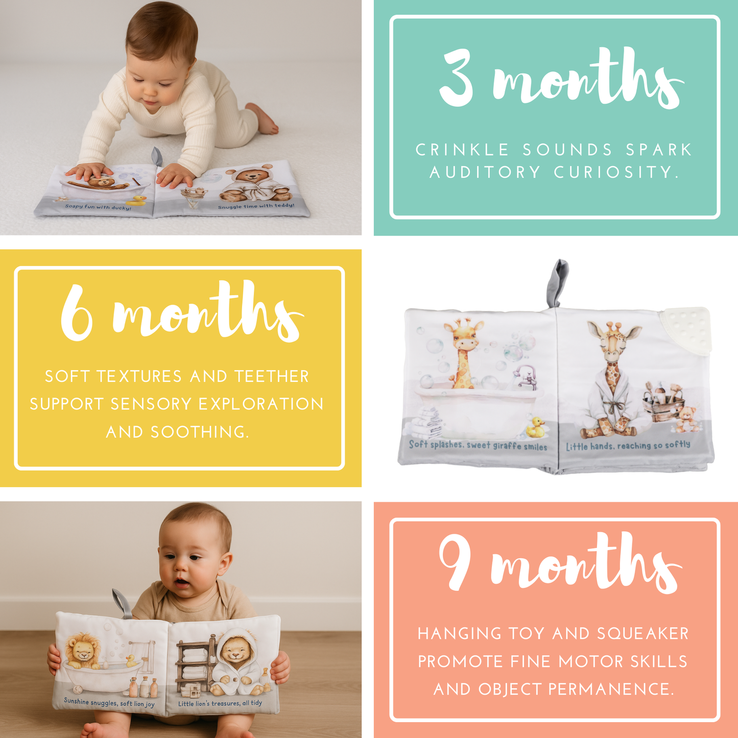 Ali+Oli Baby Cloth Crinkle Book – Bubble Bath