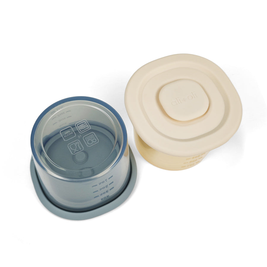 Ali+Oli Silicone Food Containers 4oz – Set of 2 (Sky & Khaki)