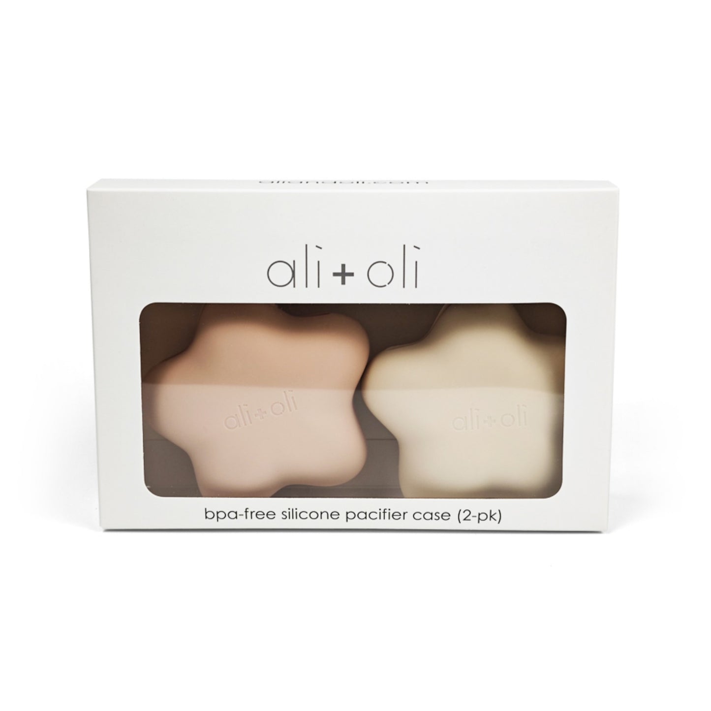 Ali+Oli Silicone Star Pacifier Holder Case 2-pack (Blush & Sand)