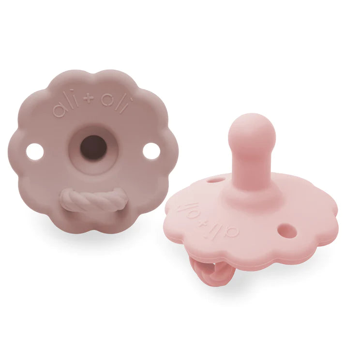 Pacifier set flower shape for baby blush & pink