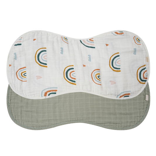Bamboo Muslin Burp Cloth 2-Pack (Rainbow-Apple)