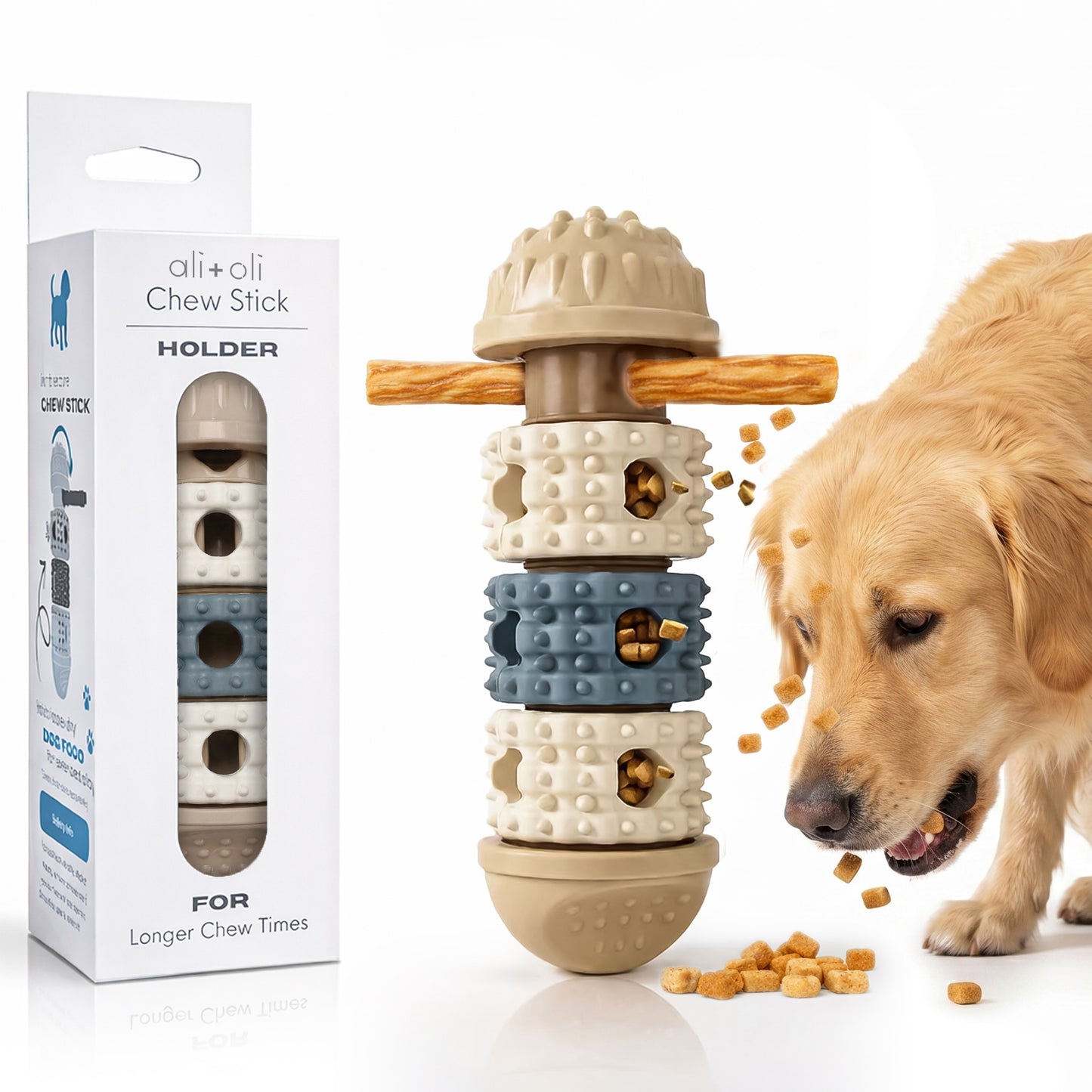 2-in-1 Bully Stick Holder & Treat Dispensing Dog Toy