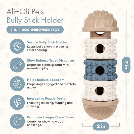 2-in-1 Bully Stick Holder & Treat Dispensing Dog Toy