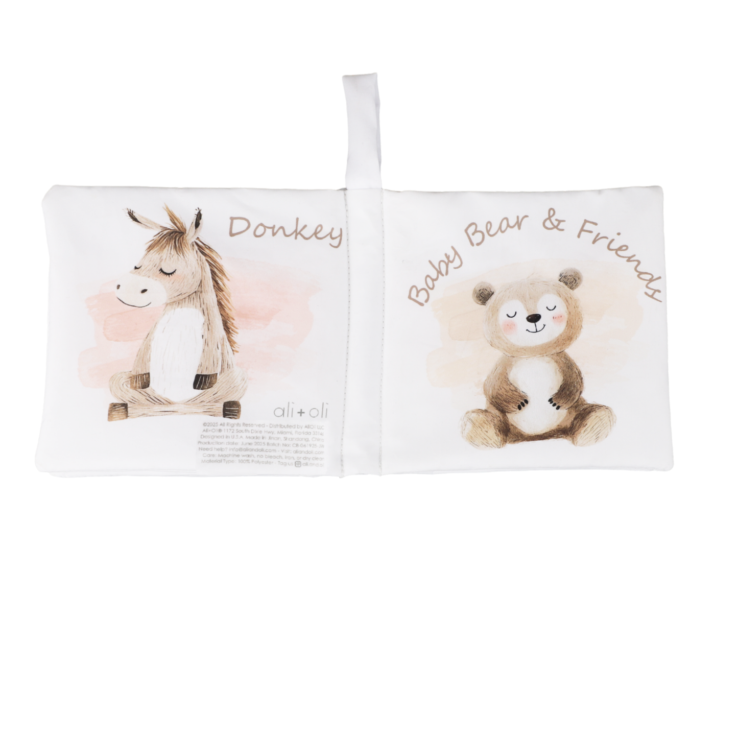 Ali+Oli Baby Cloth Crinkle Book – Baby Bear & Friends