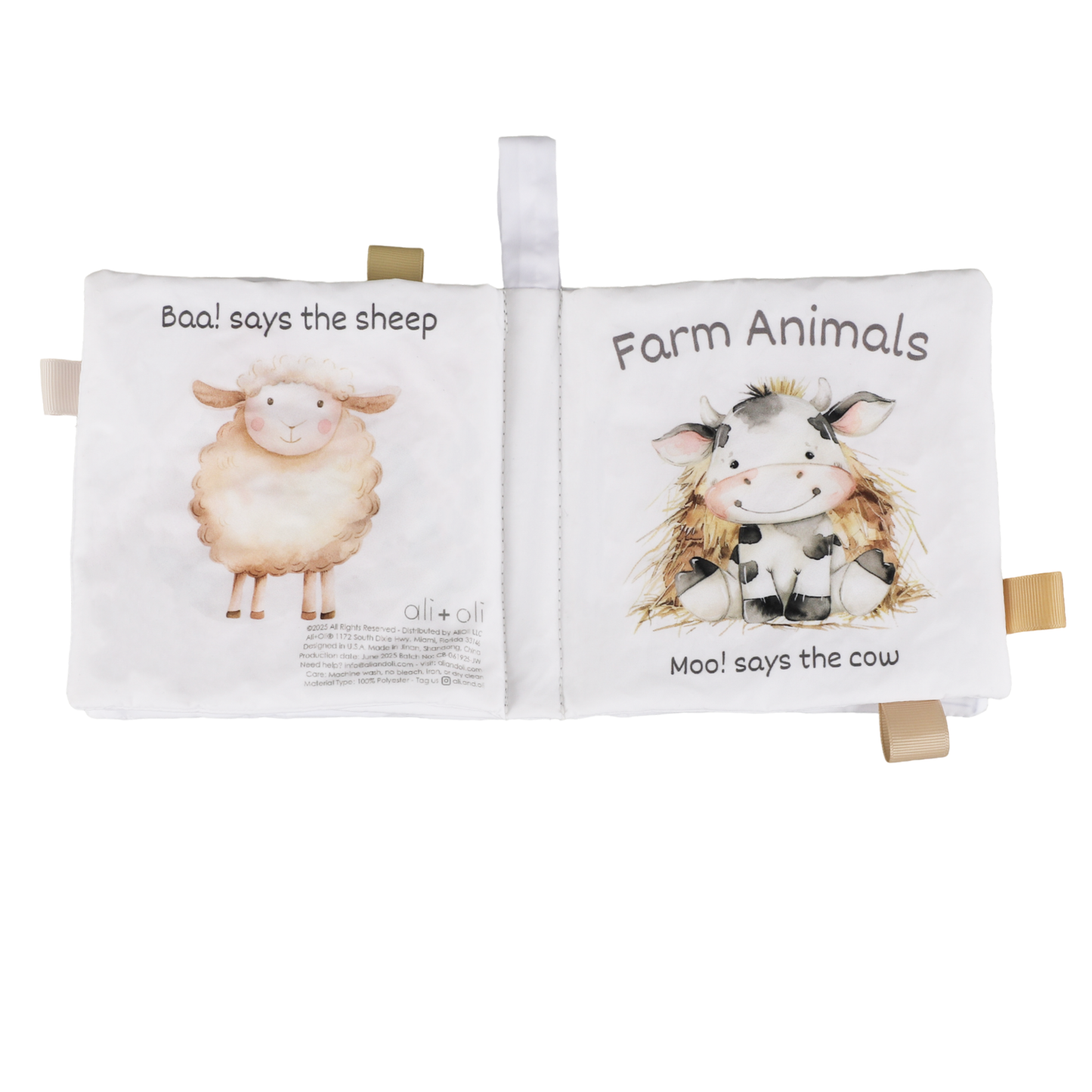 Ali+Oli Baby Cloth Crinkle Book – Farm Animals