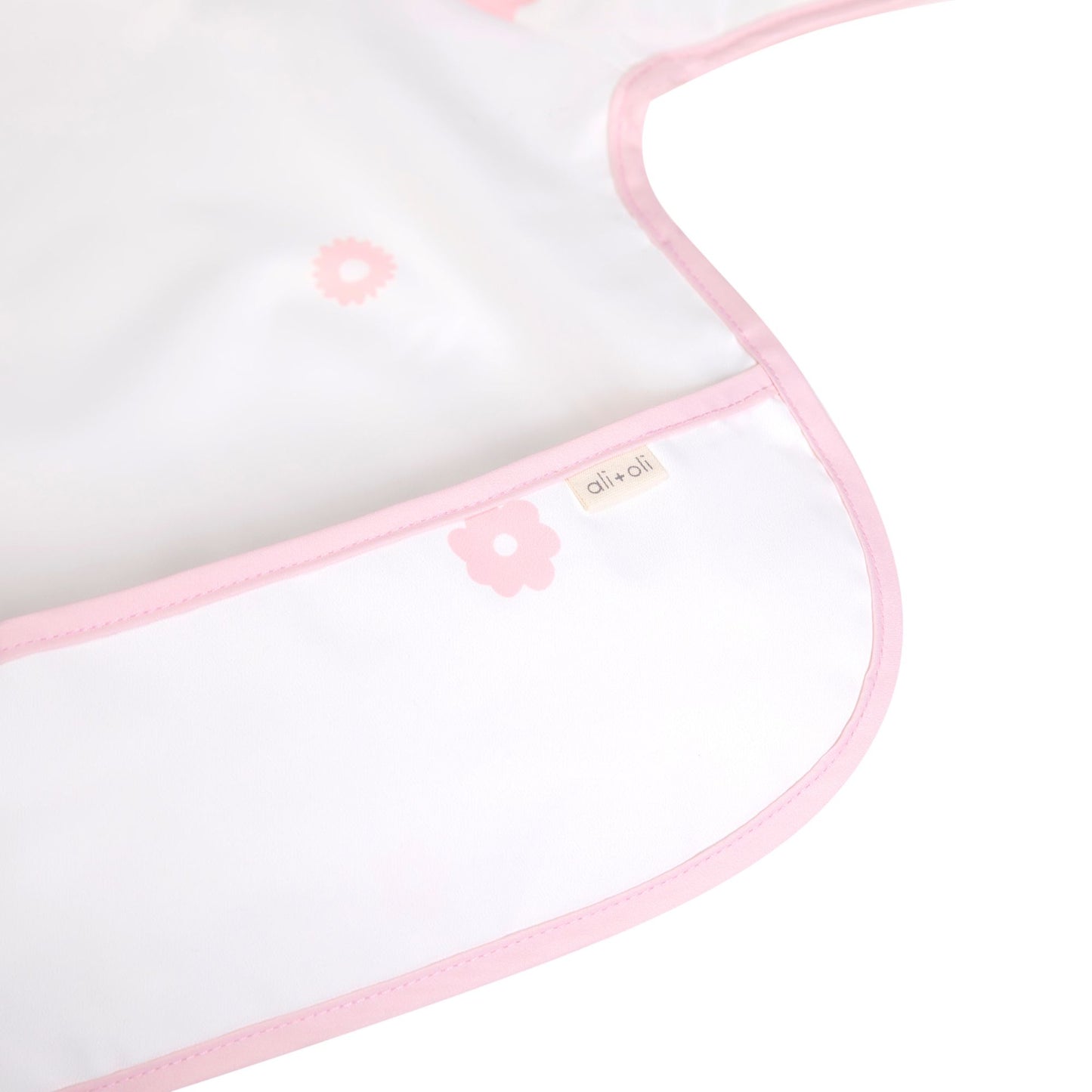 Ali+Oli Smock Bib for Baby & Toddler Long Sleeve (Pink Flowers)