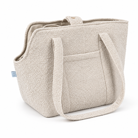 Ali+Oli Pets Bouclé Tote Dog Carrier with Removable Settle Mat – Vanilla