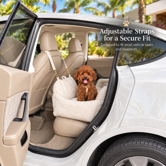 Ali+Oli Pets Comfy Bouclé Dog Car Seat & Travel Bed – Vanilla