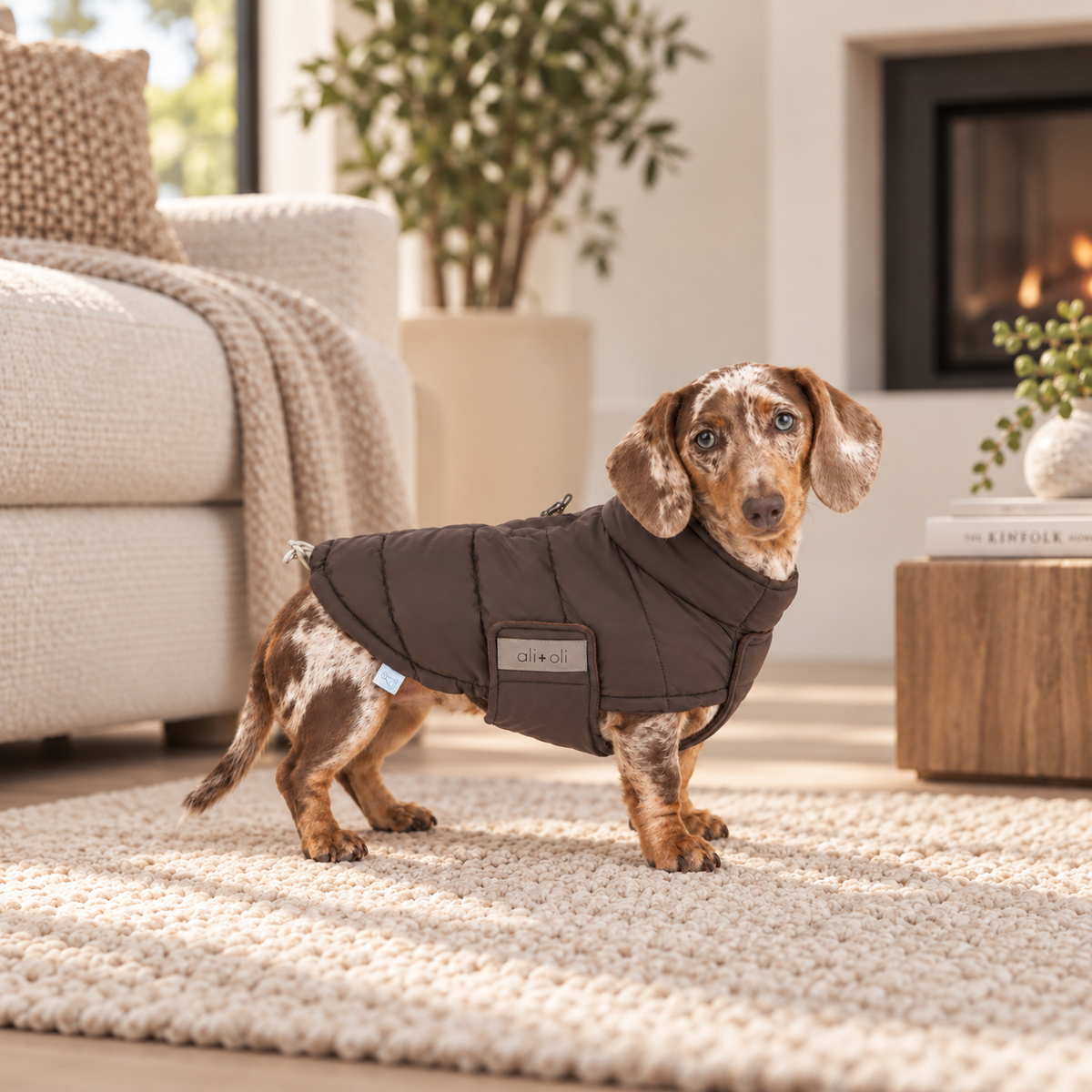 Ali+Oli Pets Insulated Dog Puffer Jacket with Fleece Lining – Chocolate