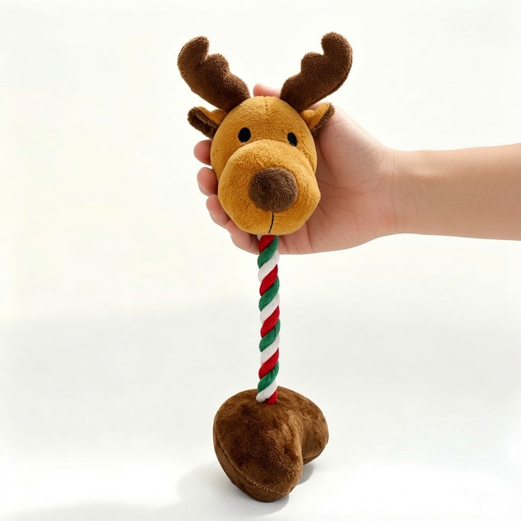 Ali+Oli Pets Christmas Squeaking Reindeer Dog Toy
