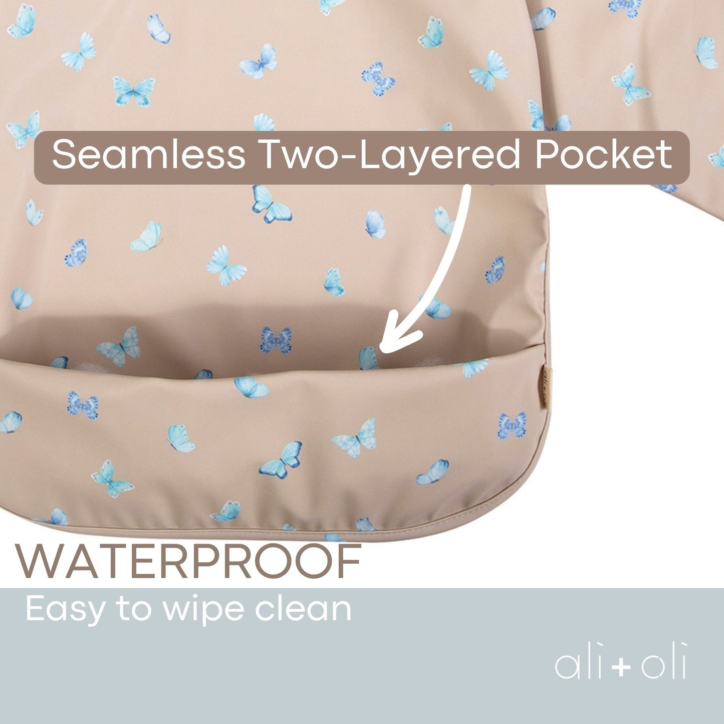 Ali+Oli Smock Bib for Baby & Toddler (2-pc) Long & Short Sleeve Set (Butterfly-Blush)