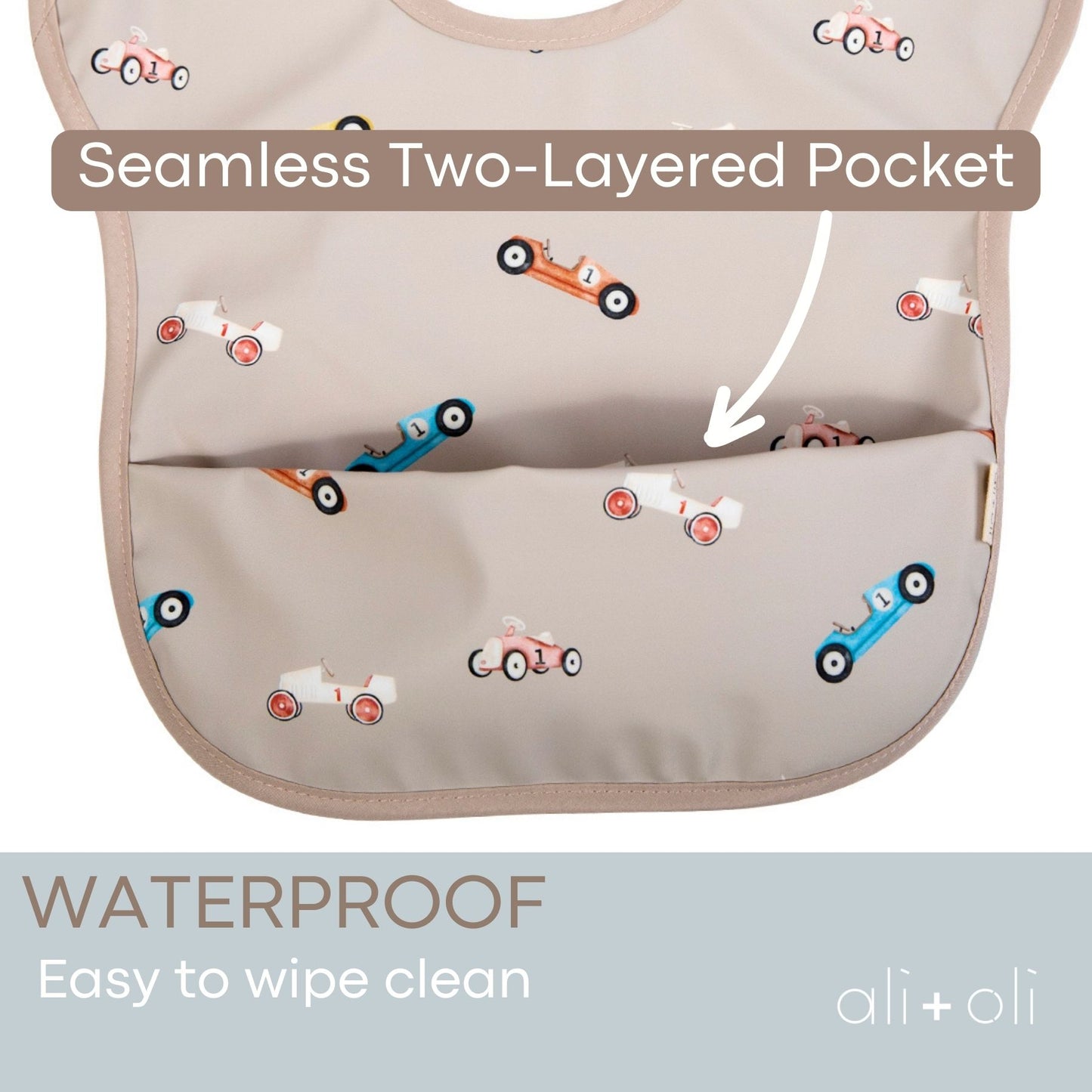 Ali+Oli Smock Bib for Baby & Toddler (2-pc) Short Sleeve Set (Cars-Midnight)