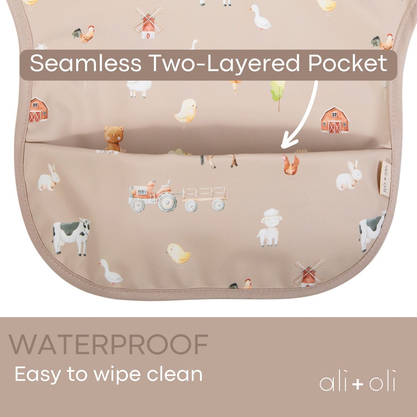 Ali+Oli Smock Bib for Baby & Toddler (1-pc) Short Sleeve (Farm)