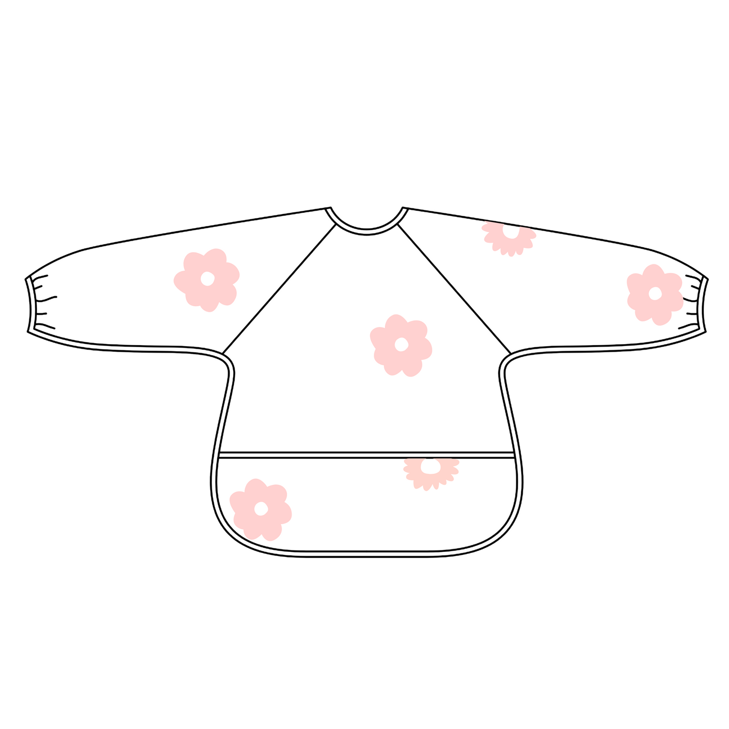 Ali+Oli Smock Bib for Baby & Toddler Long Sleeve (Pink Flowers)