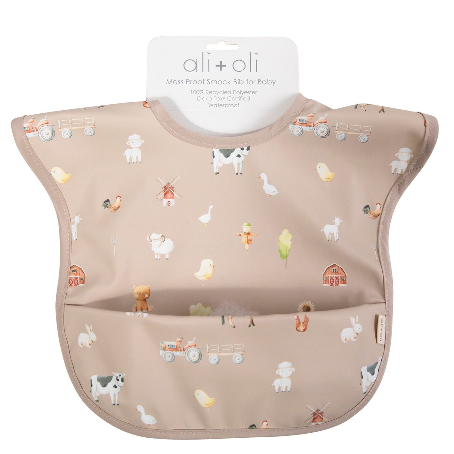 Ali+Oli Smock Bib for Baby & Toddler (1-pc) Short Sleeve (Farm)