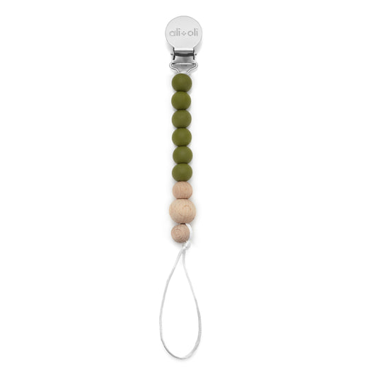Ali+Oli Pacifier Clip (Green Wood)