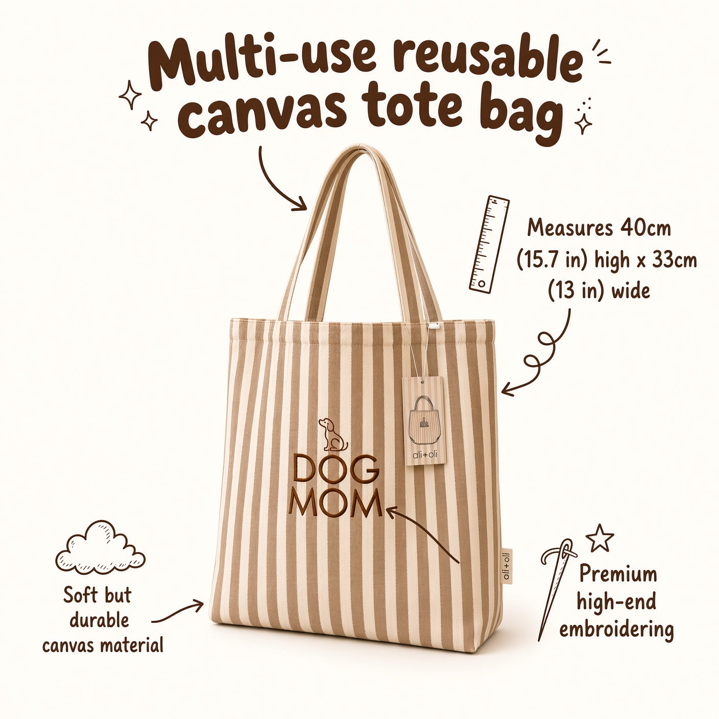 Ali+Oli Pets Canvas Tote Bag for Dog Mom