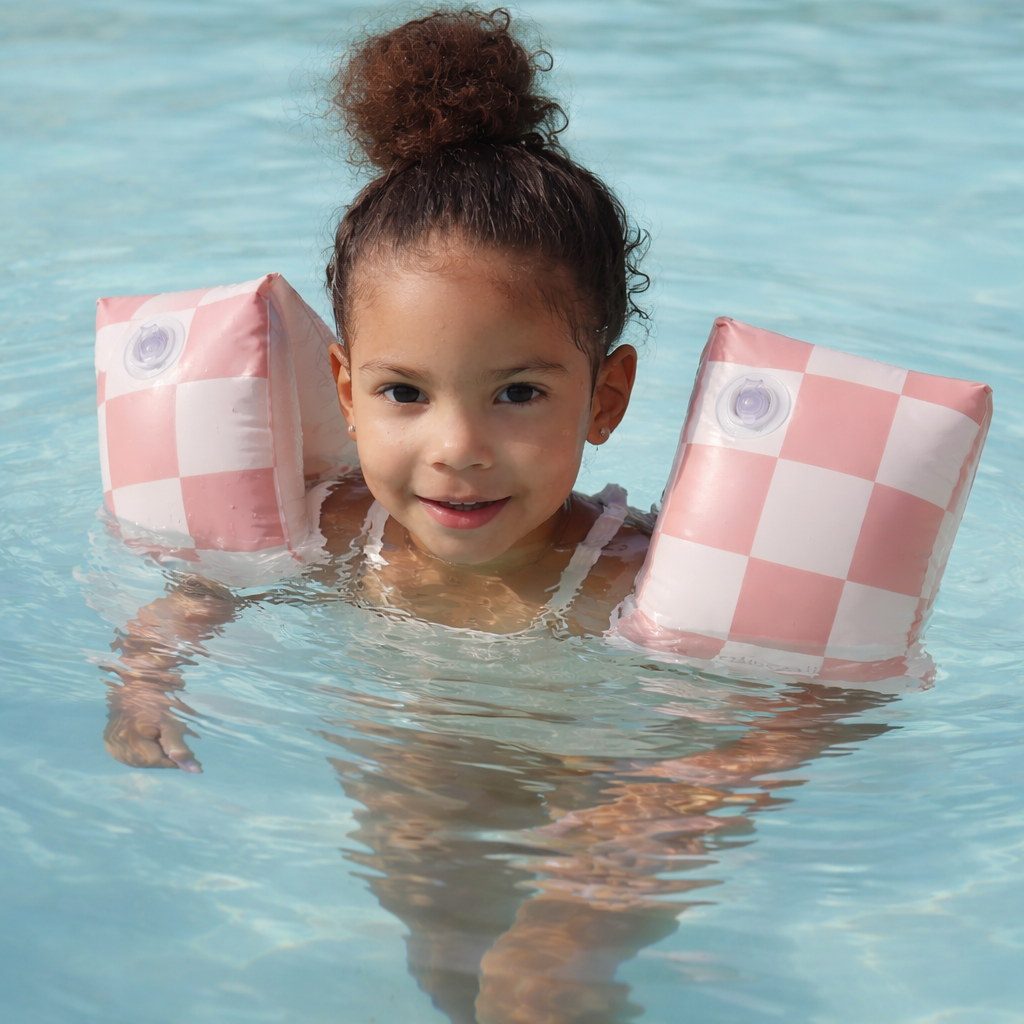 Ali+Oli Swim Arm Band Wings Inflatable Float (Pink Checkers)