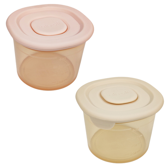 Ali+Oli Silicone Baby Food Storage Containers 4oz – Set of 2 (Blush & Khaki)