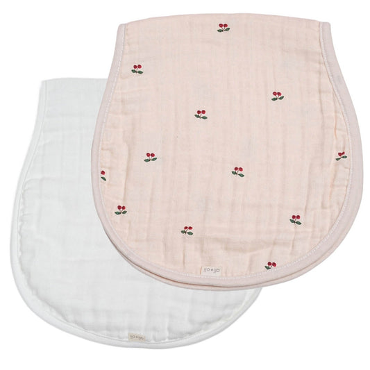 Bamboo Muslin Burp Cloth 2-Pack (Cherry/White)