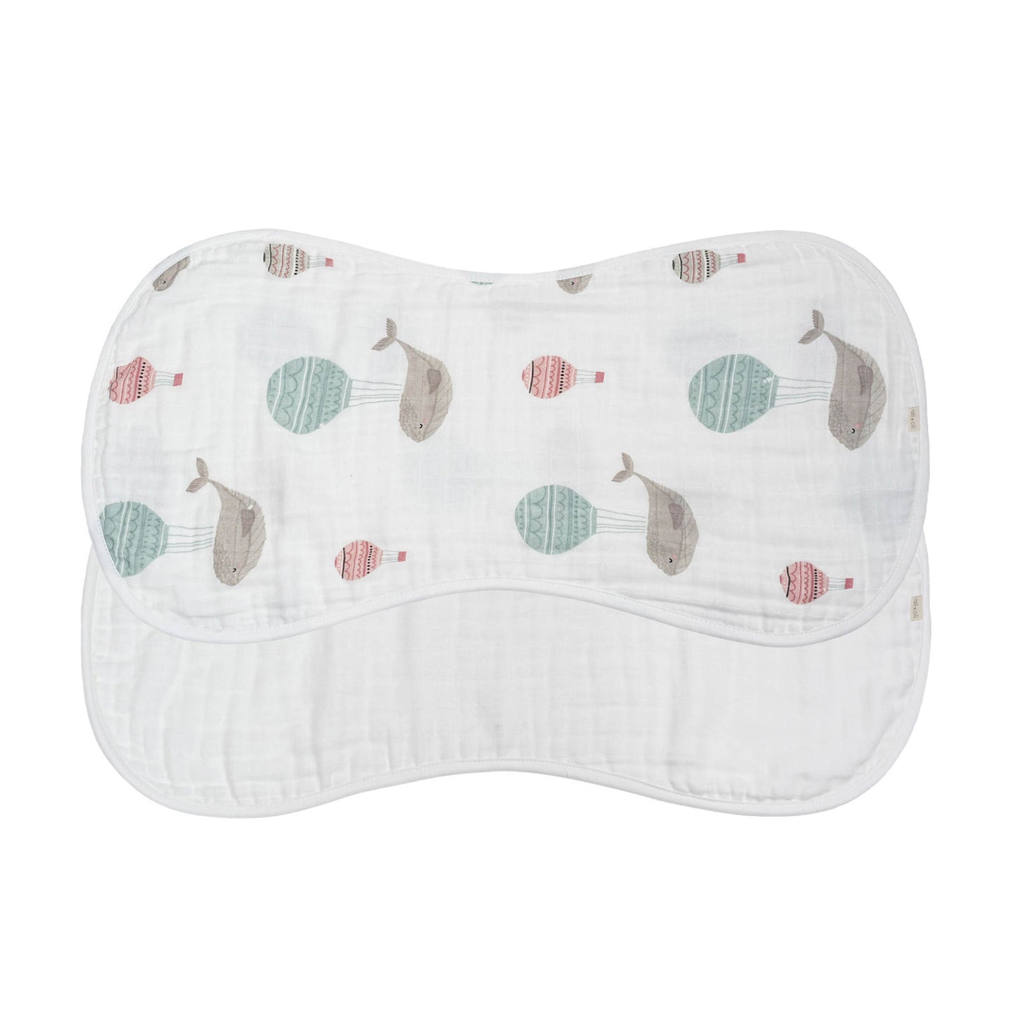 Bamboo Muslin Burp Cloth 2-Pack (Whale/White)