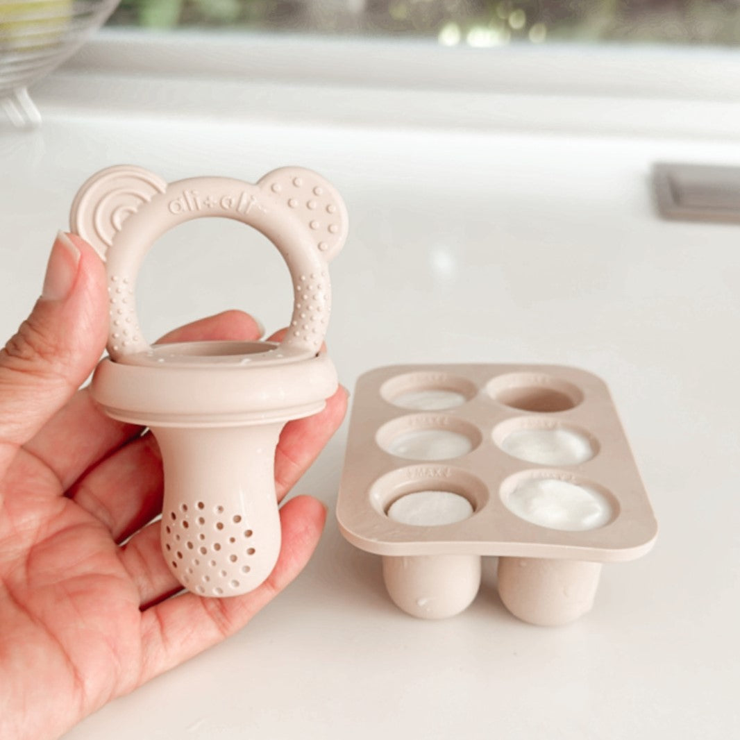 Freezer Trays (Taupe) Set of 2 for Baby Food, Purees, and Breast Milk