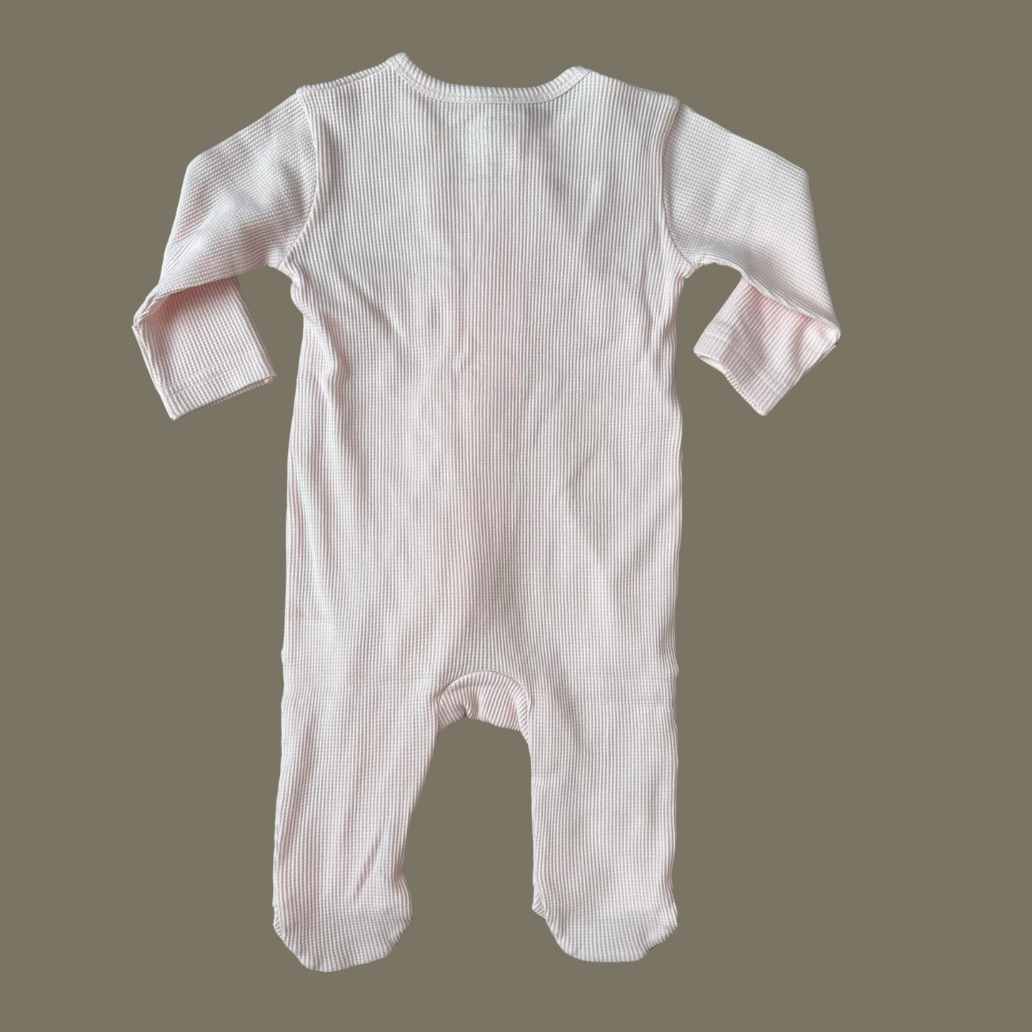 Organic Cotton Baby Ruffle Footie Waffle 2-way Zipper (Blush)