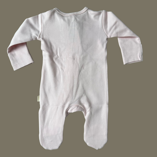Organic Cotton Baby Ruffle Footie with 2-way Zipper (Blush)