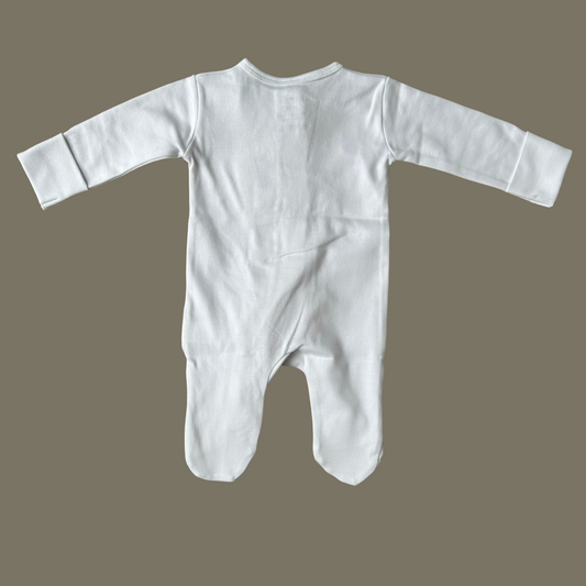 Organic Cotton Baby Ruffle Footie with 2-way Zipper (White)