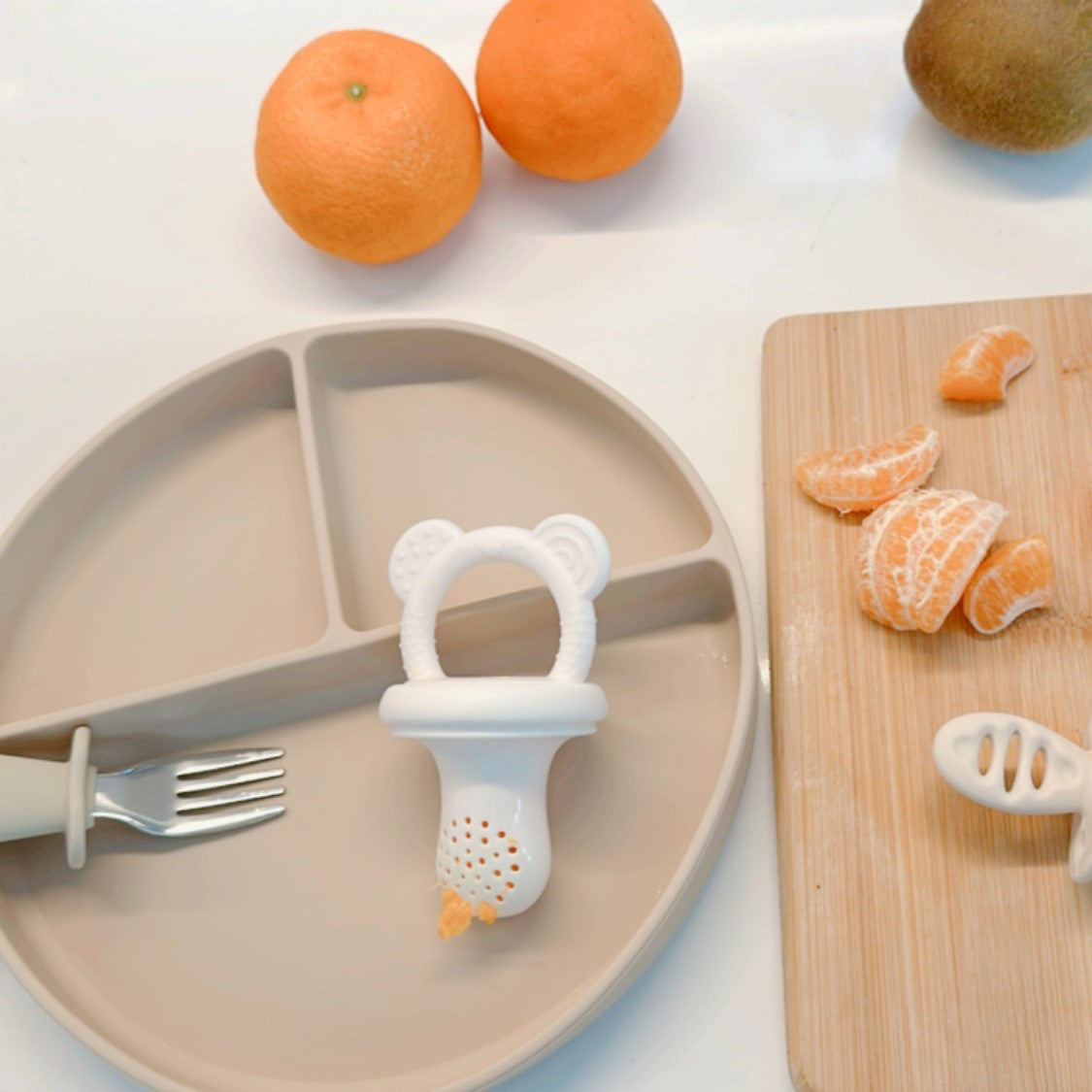 Food & Fruit Feeder Pacifier 3pc Set for Baby (Pink & White) with Freezer Tray