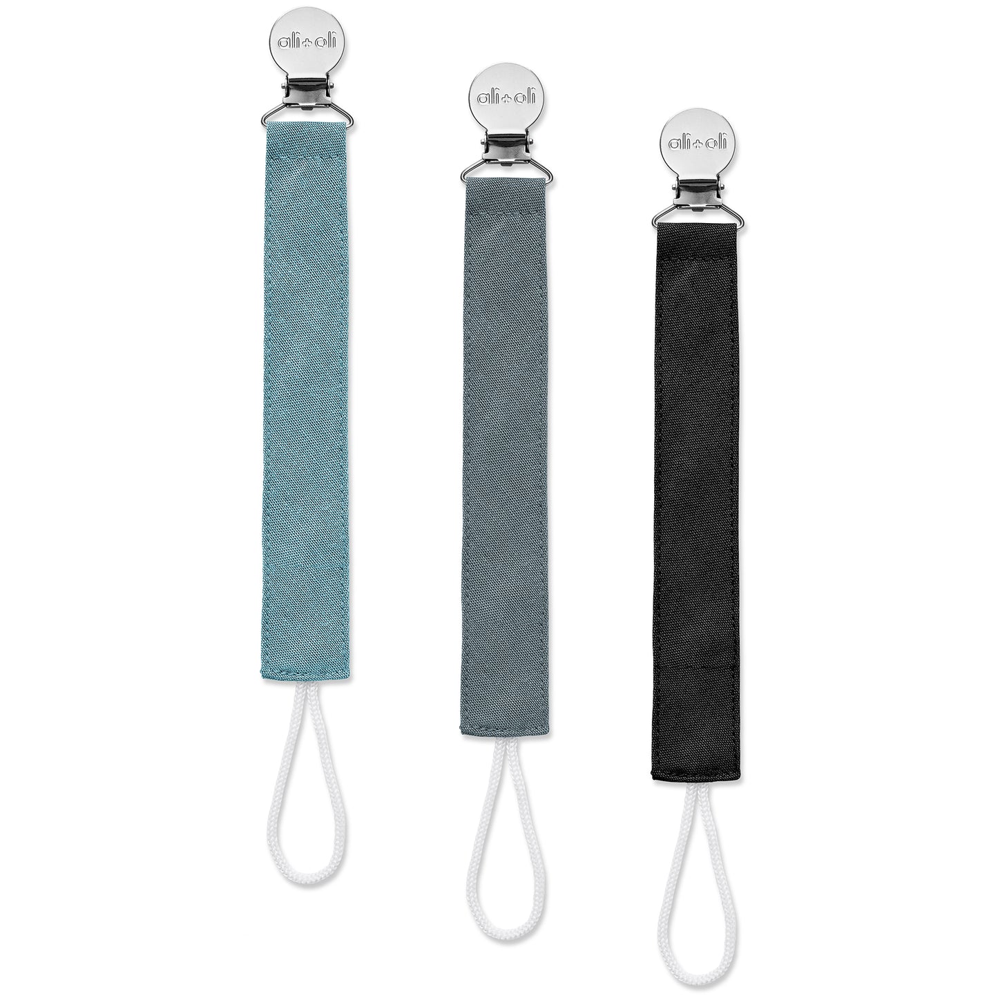 Ali+Oli Pacifier Clips (set of 3) Linen - Night