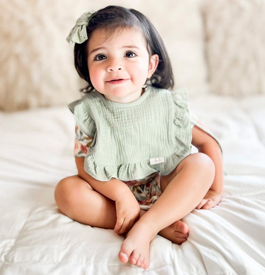 Muslin Sage Baby Girl Bib