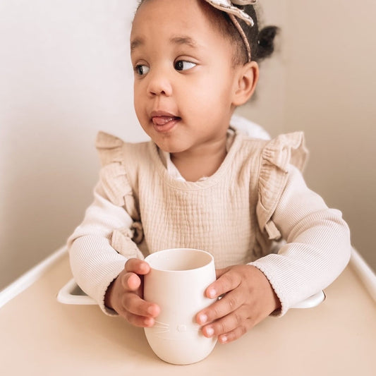 Ruffle Baby Girl Bib Taupe