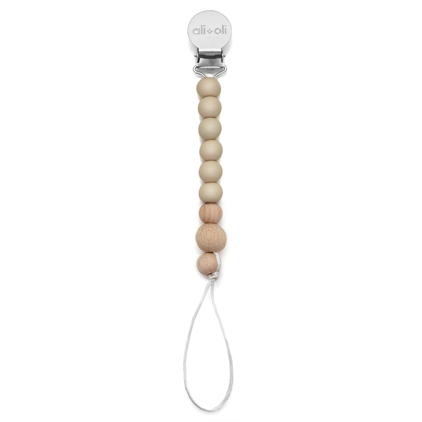 Ali+Oli Pacifier Clip (Taupe Wood)