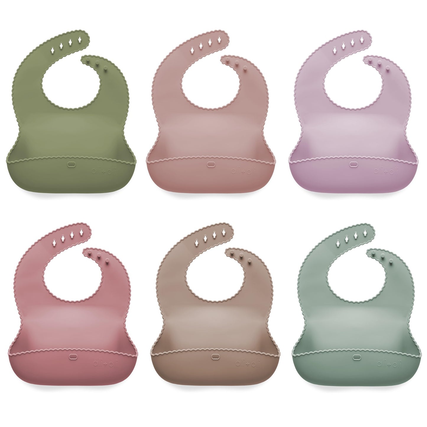 Ali+Oli Silicone Roll-Up Baby Bib (Mint) Wavy Edge
