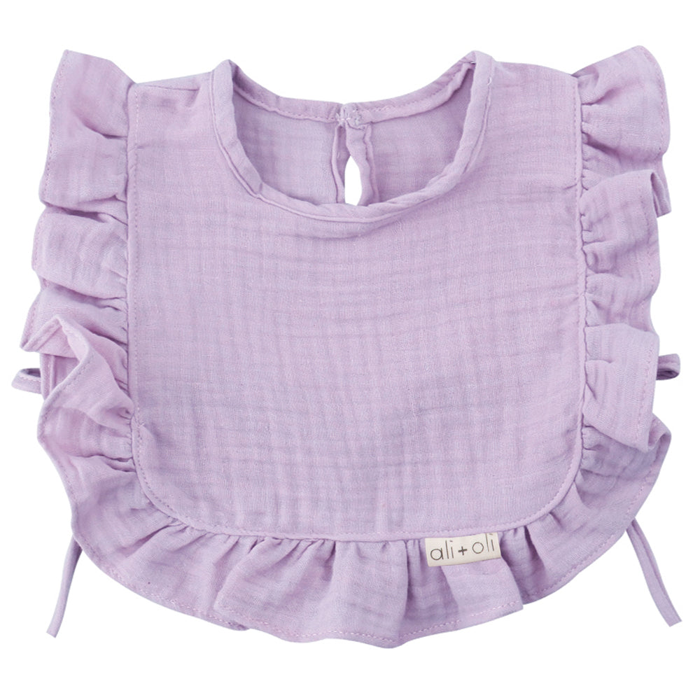 Ali+Oli Muslin Cotton Ruffle Baby Bib (Soft Lilac)