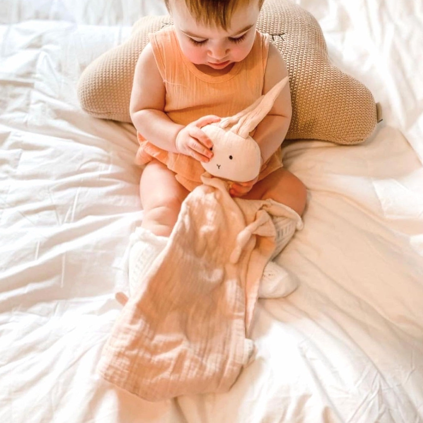 Cuddle Security Blanket Soft Muslin Cotton - Bunny (Pink)