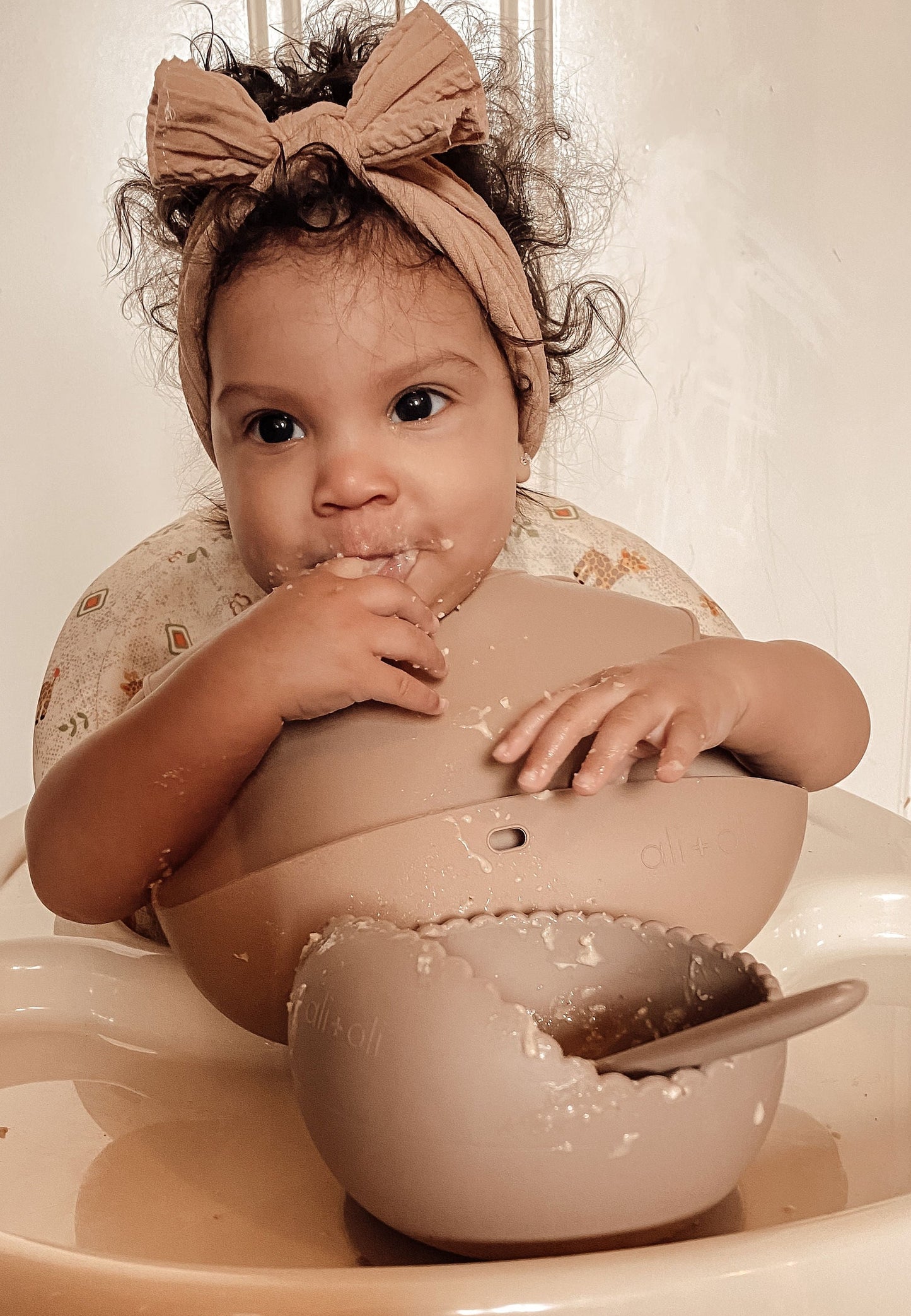 Baby Silicone Utensil in Taupe Color