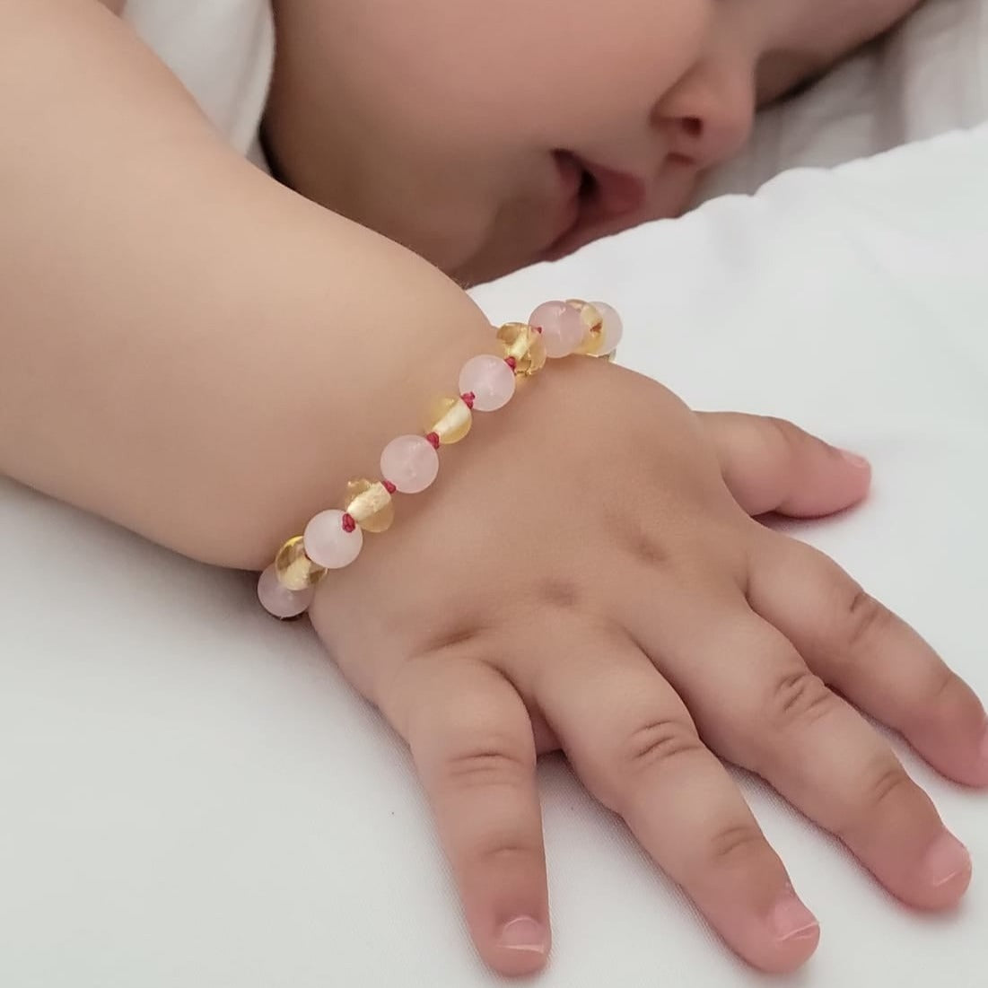 Amber & Gemstone Bracelet (Lemon/Rose)