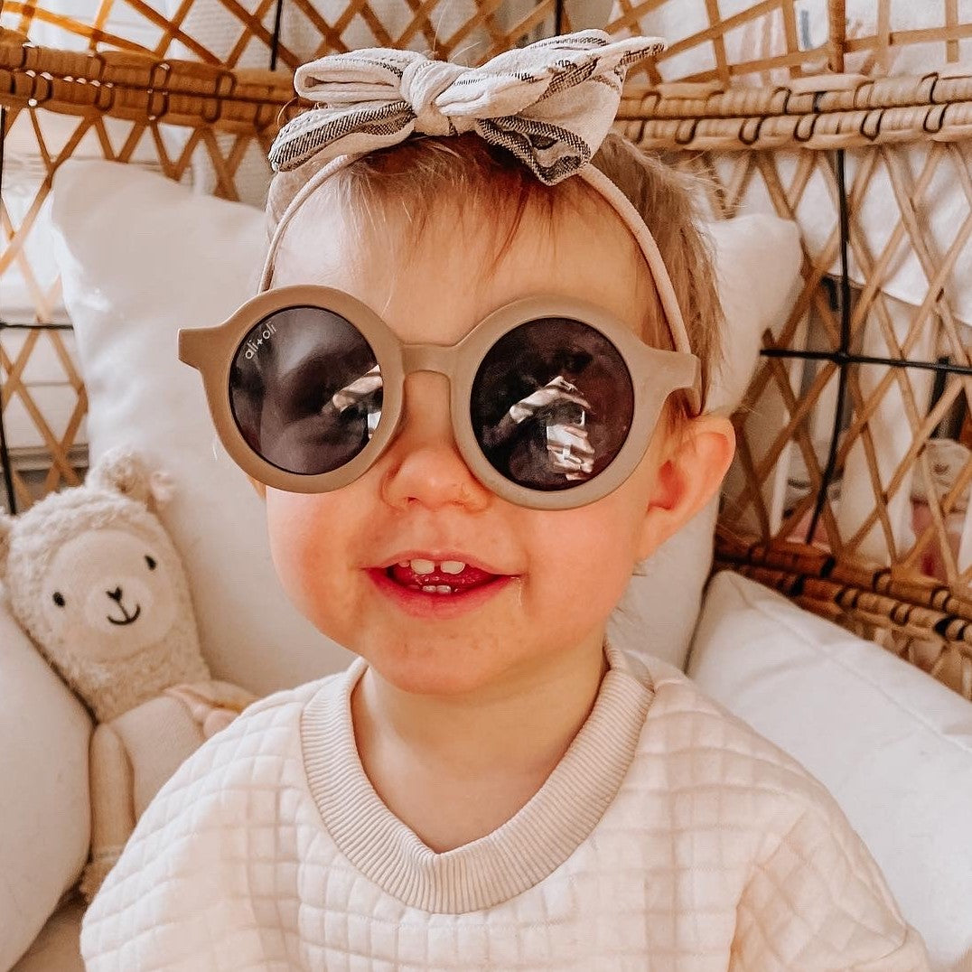 Retro round kid sunglasses taupe