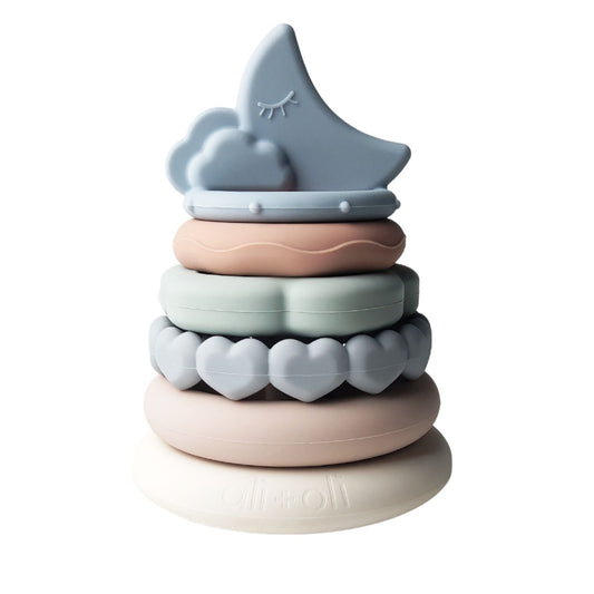 Soft Silicone Stacking Ring Tower (6-pc) Moon