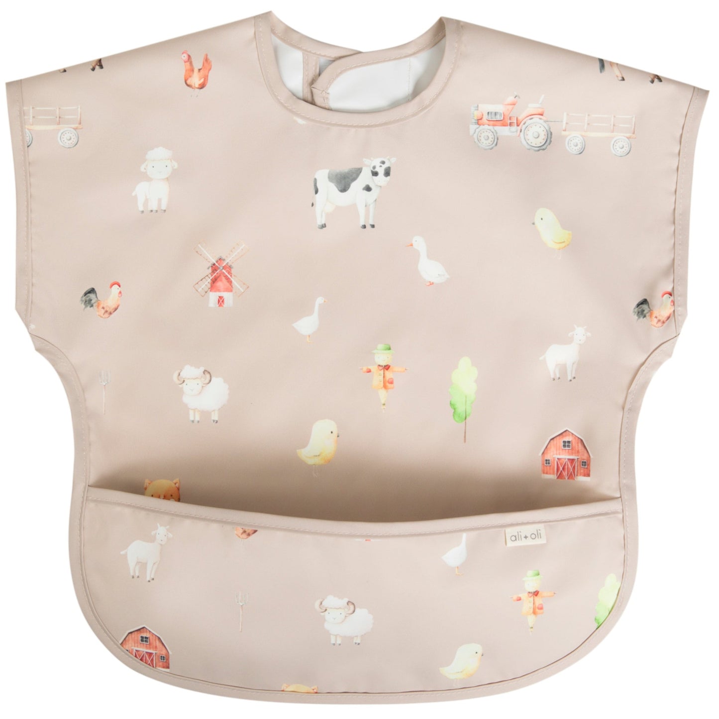 Ali+Oli Smock Bib for Baby & Toddler Short Sleeve (Farm)