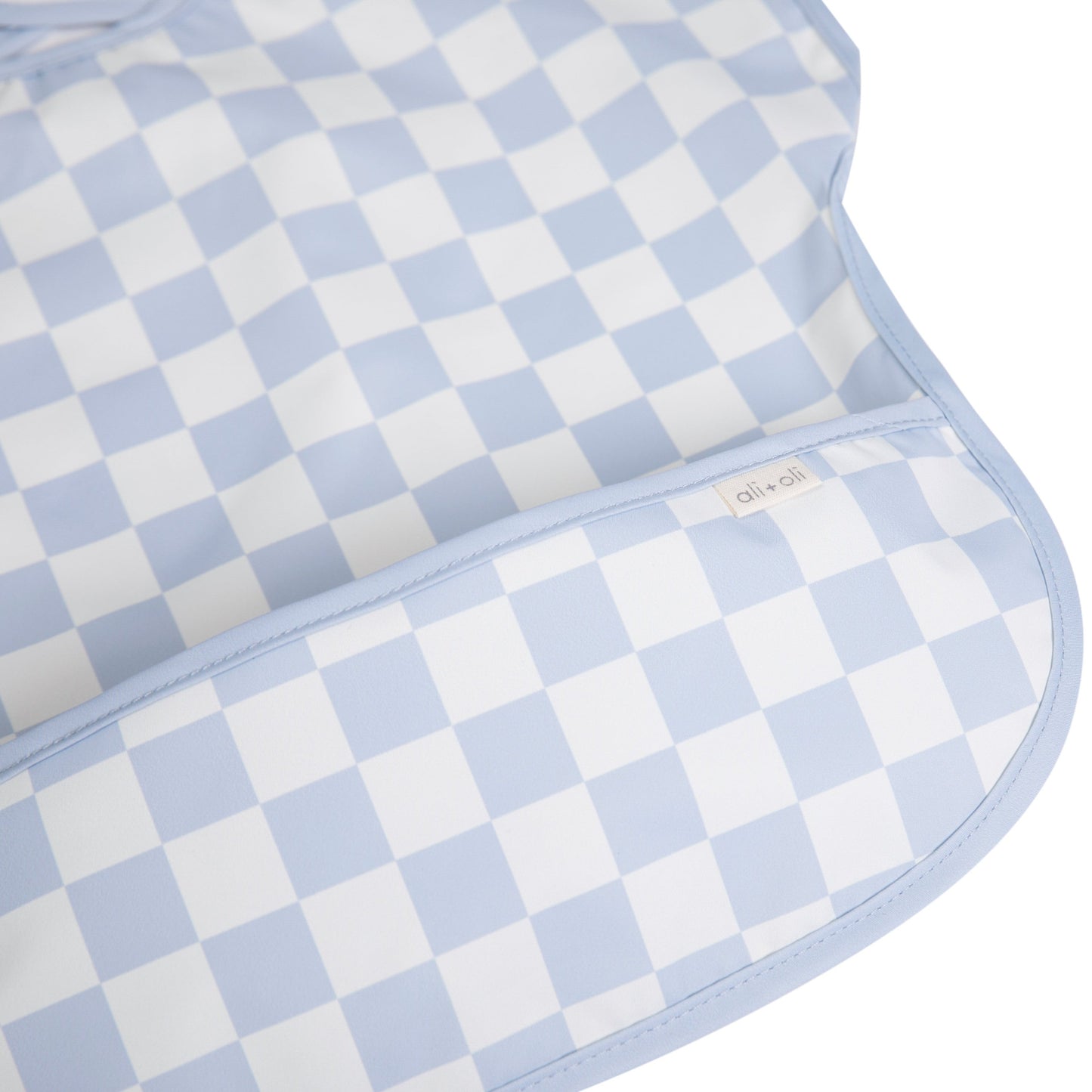 Ali+Oli Smock Bib for Baby & Toddler Short Sleeve (Blue Checkers)