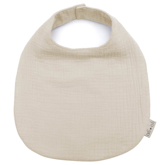 Ali+Oli Muslin Cotton Snap Baby Bib (Sand)