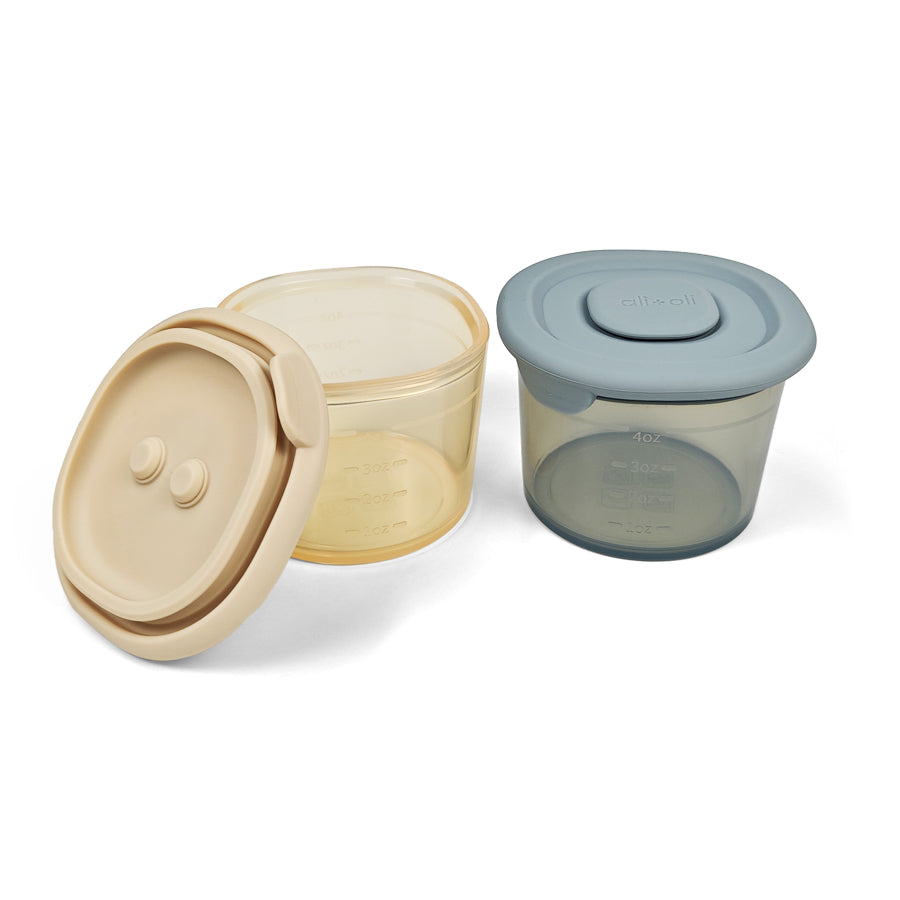 Ali+Oli Silicone Food Containers 4oz – Set of 2 (Sky & Khaki)