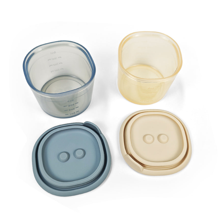Ali+Oli Silicone Food Containers 4oz – Set of 2 (Sky & Khaki)