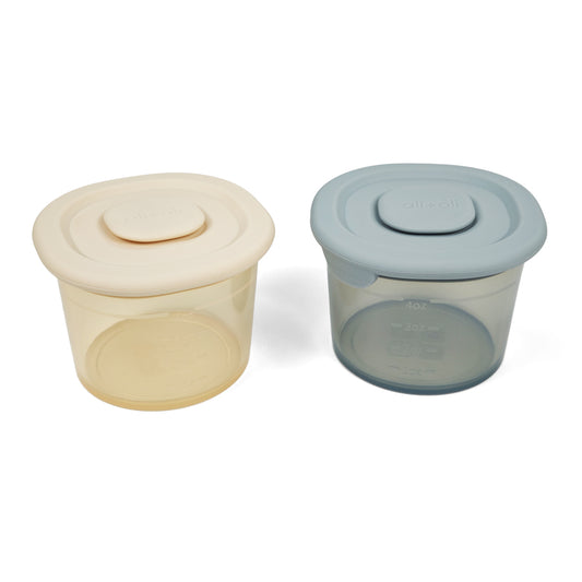Ali+Oli Silicone Food Containers 4oz – Set of 2 (Sky & Khaki)