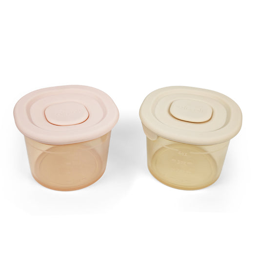 Ali+Oli Silicone Baby Food Storage Containers 4oz – Set of 2 (Blush & Khaki)