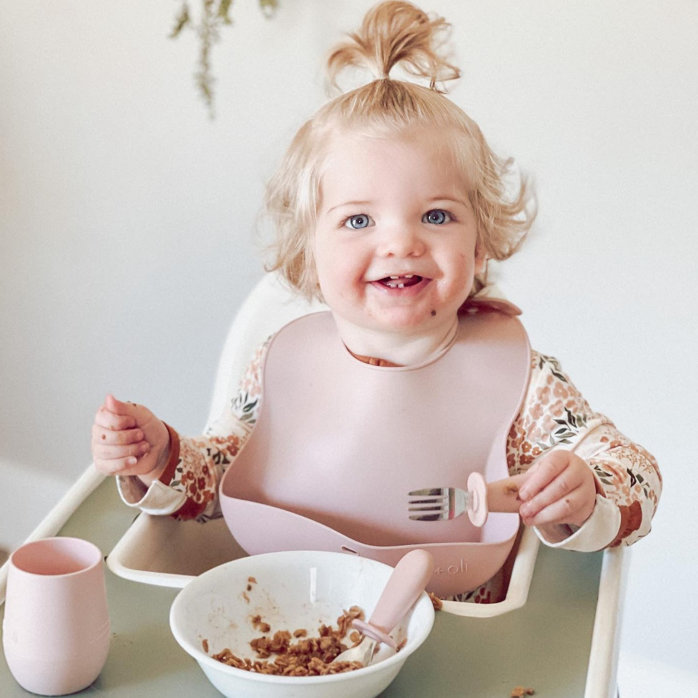 Ali+Oli Spoon & Fork Learning Set for Toddlers (Powder Pink) 6m+